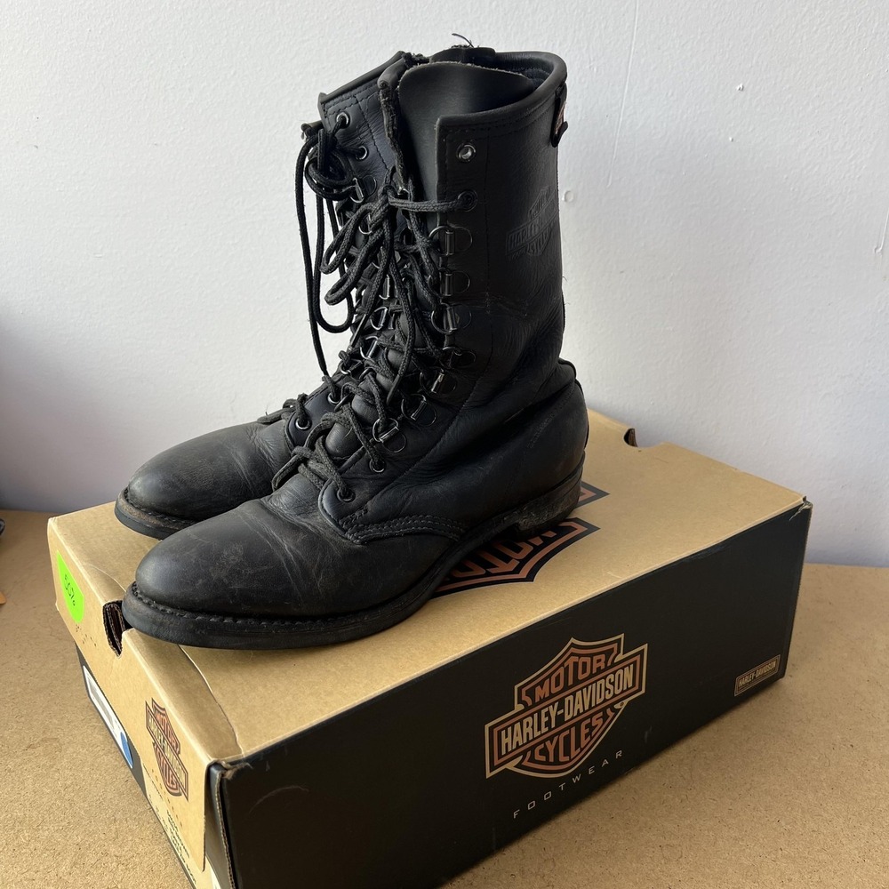 Vintage Harley-Davidson Boots Womens Size 6 Tonya Lace Zip Motorcycle D84034
